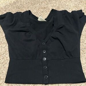 Women's Black Button-Up Top